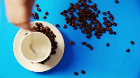 A coffee on the blue table Stockbeeldmateriaal 20489401