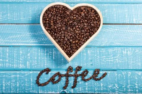 Coffee on a blue weathered table Stock Photos