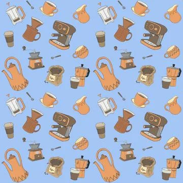Coffee Blues Repeat Pattern 스톡 일러스트