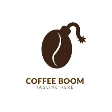 Coffee boom logo,Boom vector icon Coffee symbol background,Coffee Bean Logo T Stock Illustration