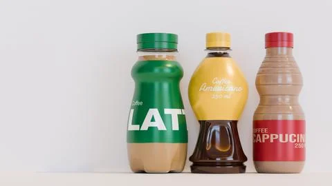 Coffee In A Bottle Background 3D Render Illustration Illustrazione stock