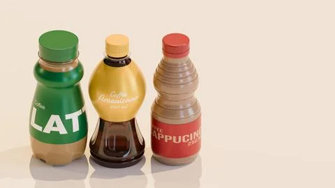 Coffee In A Bottle Isometric Background 3D Render Illustration Stock Illustration