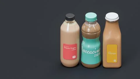 Coffee In Bottle Packaging Isometric Background Stock Illustration