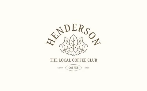 Coffee Branch Cherry Logo Vector Template Local Club Emblem Stock Illustration