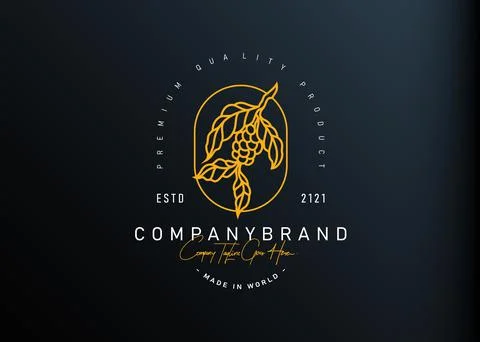 Coffee branch logo design. Vector illustration of luxury coffee branch monoli Иллюстрация