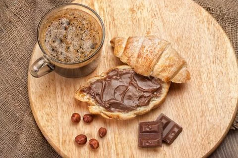 Coffee, Bread And Chocolate Stock Photos