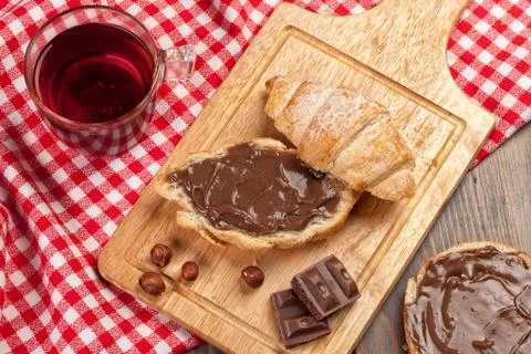 Coffee, Bread And Chocolate Stock Photos