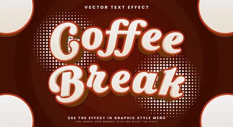 Coffee Break 3D editable text effect Template Stock Illustration
