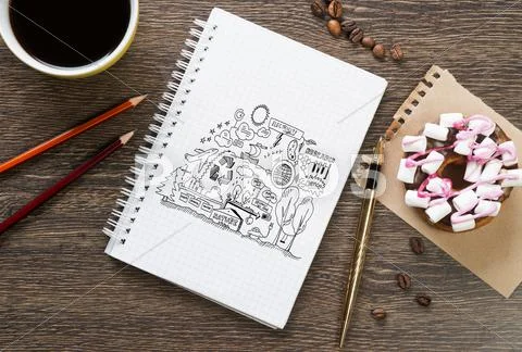 Coffee break and snack Stock Photos