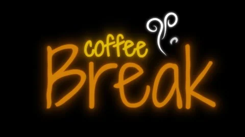 Coffee break animated glowing neon typography text with steam effect on bla.. Stock Footage 346801046