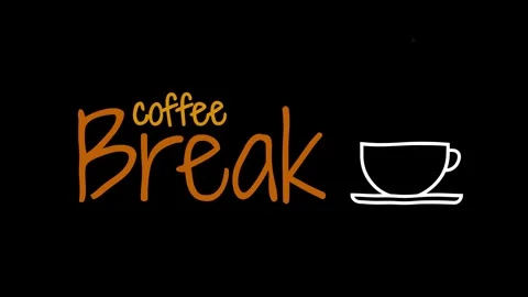 Coffee break animated typography text drawing with cup and steam icon on bl.. Stock Footage 346801054