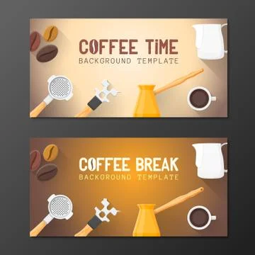 Coffee break banner backdrops templates. Illustrazione stock