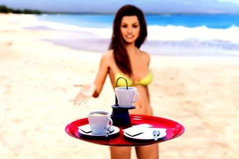 Coffee break on beach Stock Illustration