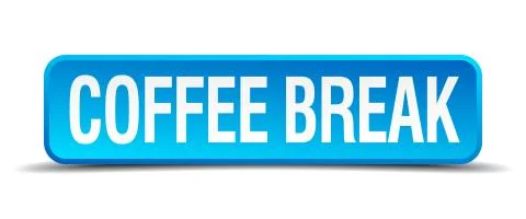 Coffee break blue 3d realistic square isolated button Illustrazione stock