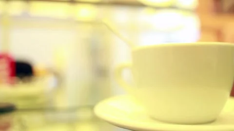 Coffee break. Blurred background for the text in the subject of cafes bars res Video stock 65759518