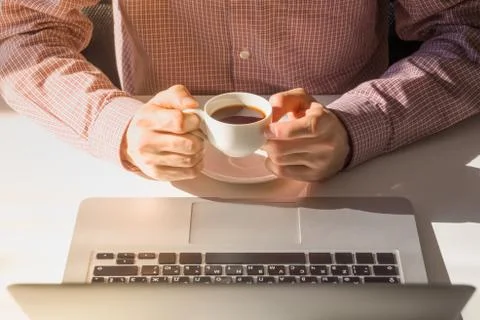 Coffee break in bright office.  Stock Photos