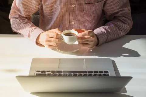 Coffee break in bright office.  Stock Photos