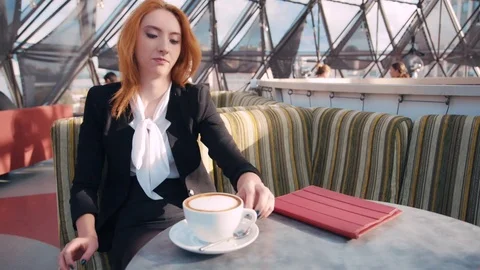 Coffee break at the cafe Stock Footage 71999669