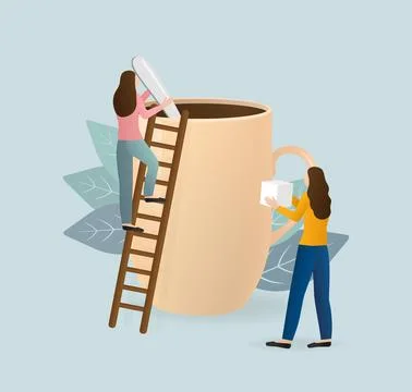 Coffee break. Character for concept design. Cartoon people vector illustration Иллюстрация
