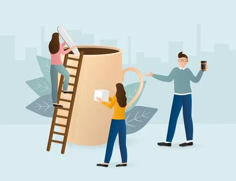 Coffee break. Character for concept design. Cartoon people vector illustration 스톡 일러스트