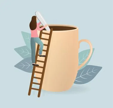 Coffee break. Character for concept design. Cartoon people vector illustration イラスト素材