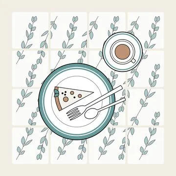 Coffee break concept. Kitchen interior vector isolated. Modern minimalist Stock Illustration