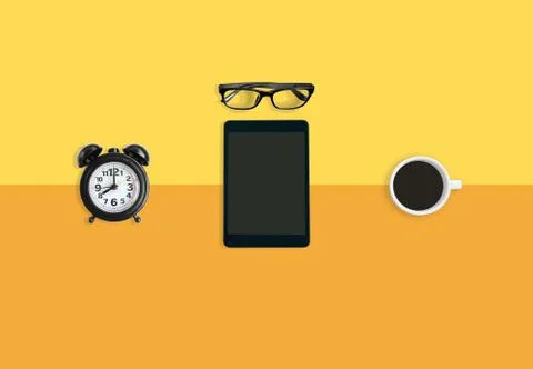 Coffee break concept, modern working space relaxing time with a cup of coffee Stock-Fotos