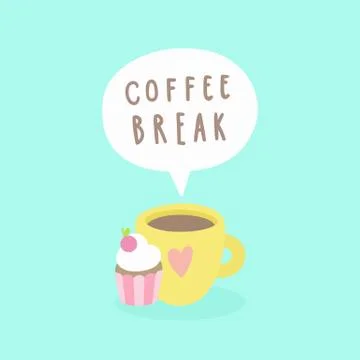 Coffee break. Cup and cupcake. Stock Illustration