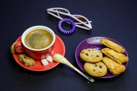 Coffee break during working day, creative people, advertising business concep Stock Photos