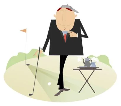 Coffee break on the golf course Stock Illustration