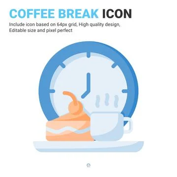 Coffee break icon vector with flat color style isolated on white background Stock Illustration