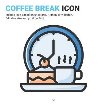 Coffee break icon vector with outline color style isolated on white background Illustrazione stock
