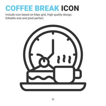 Coffee break icon vector with outline style isolated on white background 스톡 일러스트
