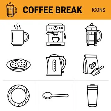 Coffee Break Icons Set Vector Illustration. Stock Illustration