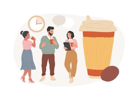 Coffee break isolated concept vector illustration. Ilustración de archivo