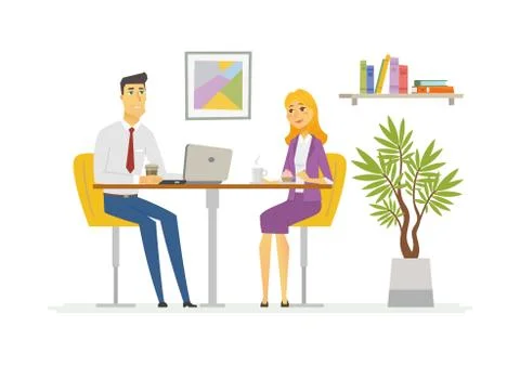 Coffee Break - modern vector cartoon business characters illustration Stock Illustration