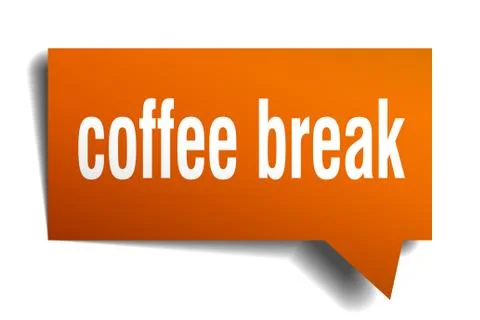 Coffee break orange 3d speech bubble Illustrazione stock