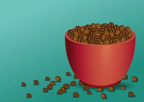 Coffee break poster with cup and seeds in green background Illustration