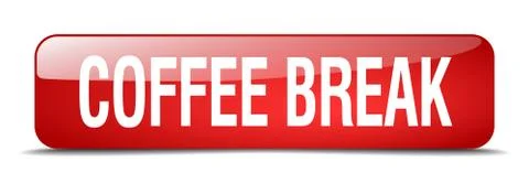 Coffee break red square 3d realistic isolated web button Illustrazione stock
