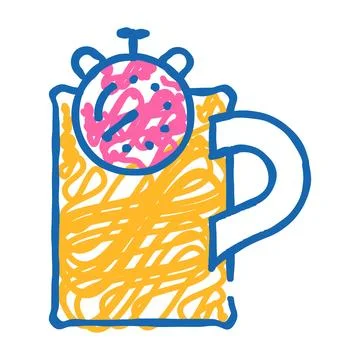 Coffee break relax time icon doodle illustration Stock Illustration