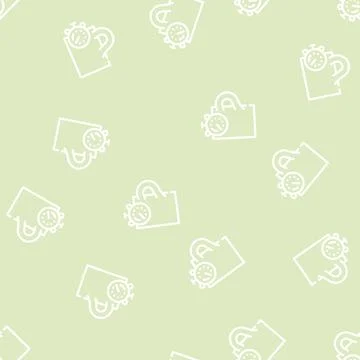 Coffee break relax time line vector seamless pattern Stock Illustration