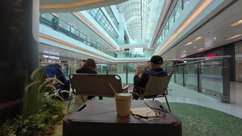 Coffee break from shopping. Stock Footage 303650829