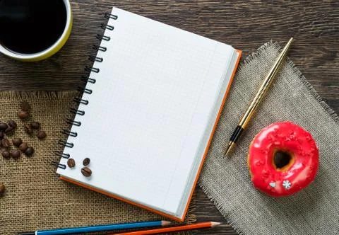 Coffee break with snack Stock Photos