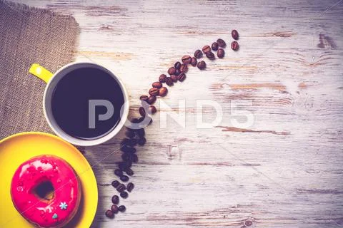 Coffee break with snack Stock Photos