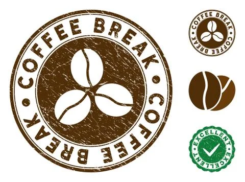Coffee Break Stamp with Distress Effect Illustrazione stock