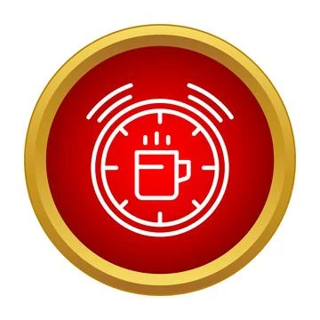 Coffee break time alarm clock icon line art Illustrazione stock
