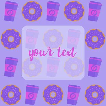 Coffee break time with donuts. Coffee cup and donut top view vector illustration Stock Illustration