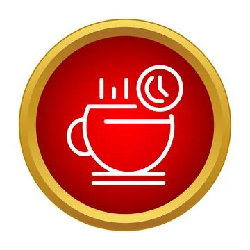 Coffee break time icon hot drink serving Stock Illustration