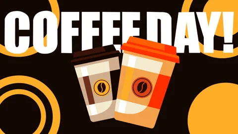 Coffee Break Typography Motion Graphic Background with Takeaway Cups Video stock 344857600