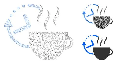 Coffee Break Vector Mesh Carcass Model and Triangle Mosaic Icon Stock Illustration